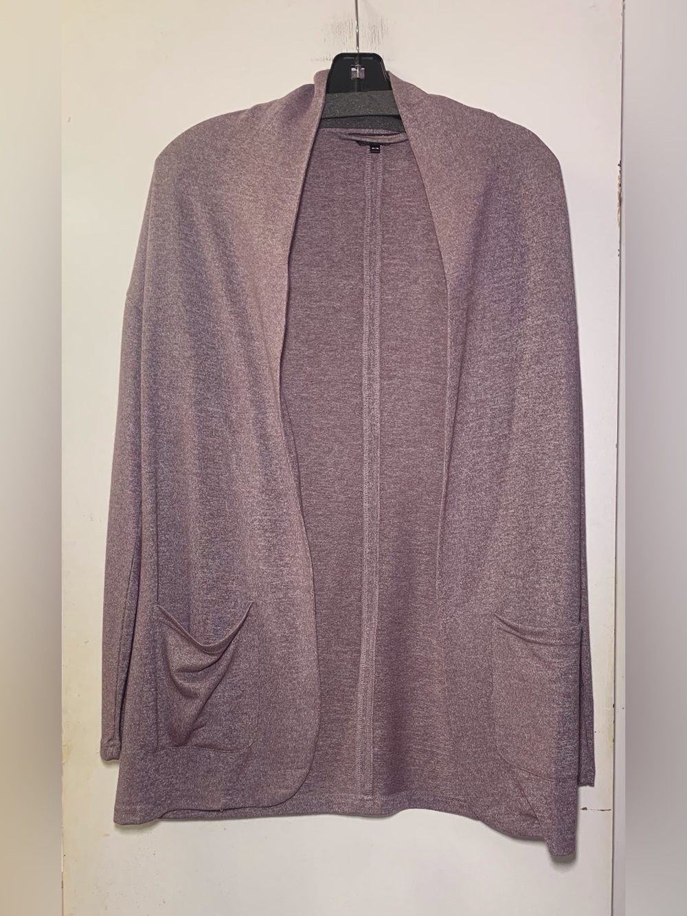 DKR Apparel Open Cardigan with Patch Pockets-Mulberry Melange